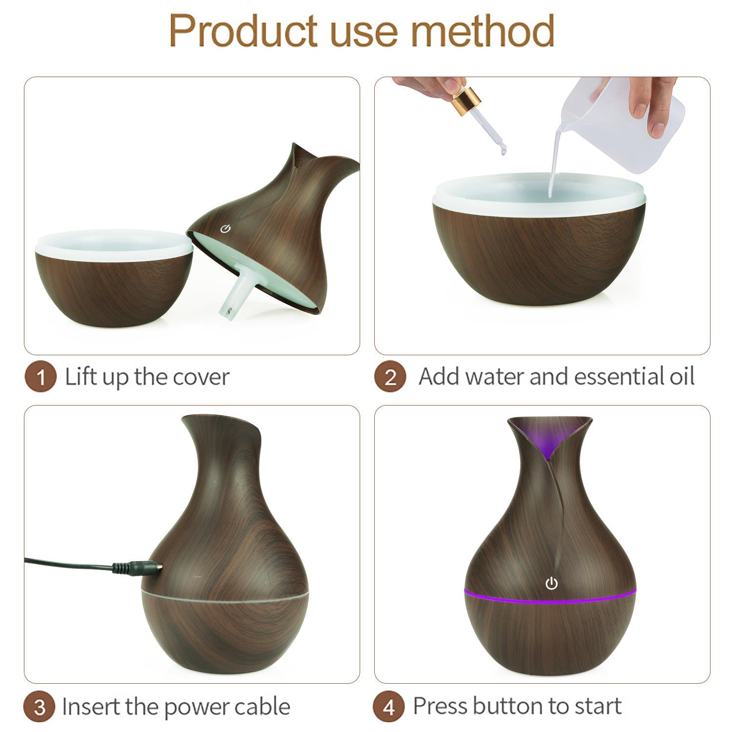 Wood Humidifiers Aroma Diffuser Usb Mini Air Perfume Diffuser Electric Fragrance Essential Oil Diffuser for Home