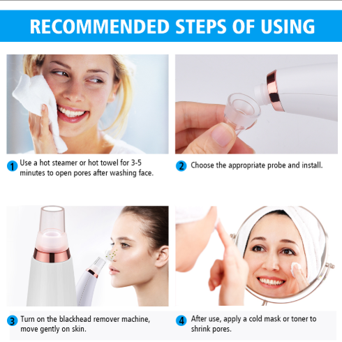 5-in-1 Multifunctional Electric Vacuum Blackhead Remover Household Use Facial Pore Deep Cleaning Nose Acne Removal Instrument