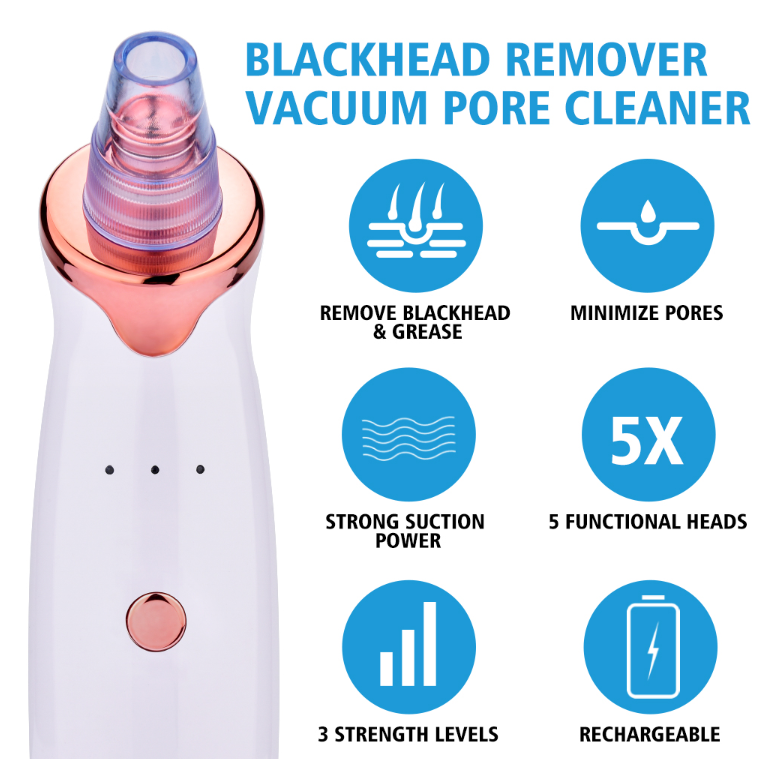 5-in-1 Multifunctional Electric Vacuum Blackhead Remover Household Use Facial Pore Deep Cleaning Nose Acne Removal Instrument